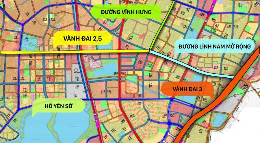 
Bản đồ tuyến đường đường Lĩnh Nam (Ảnh An Thanh - Kinh tế Đô thị)
